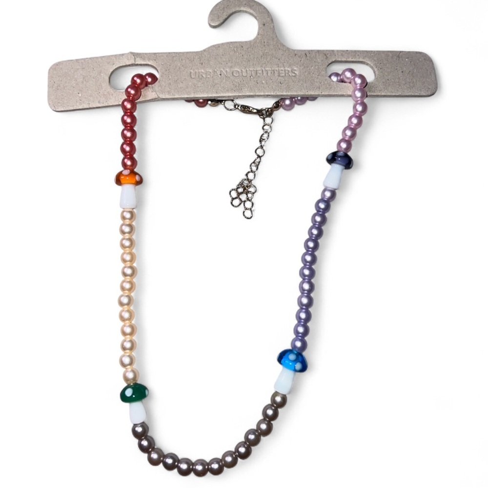 Urban Outfitters Multicolor Mushroom Beaded Necklace 🍄